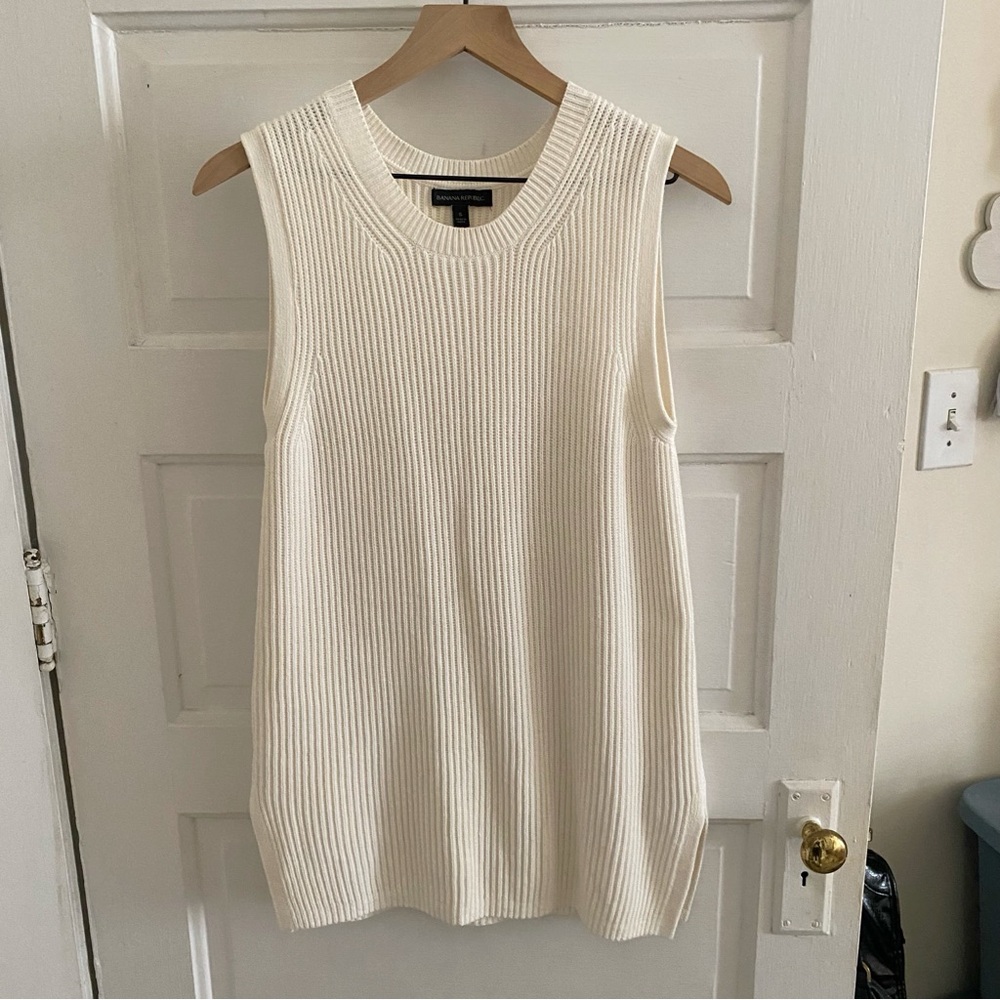 banana republic cream longline sweater vest size s small